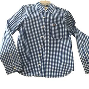 HOLLISTER Blue Check Plaid Button Down Shirt Long Sleeves Boys XL